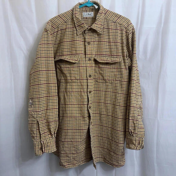 LL Bean Heavy Chamois Flannel Shirt Men's XL Brown Plaid 0 DL89 - Picture 1 of 6